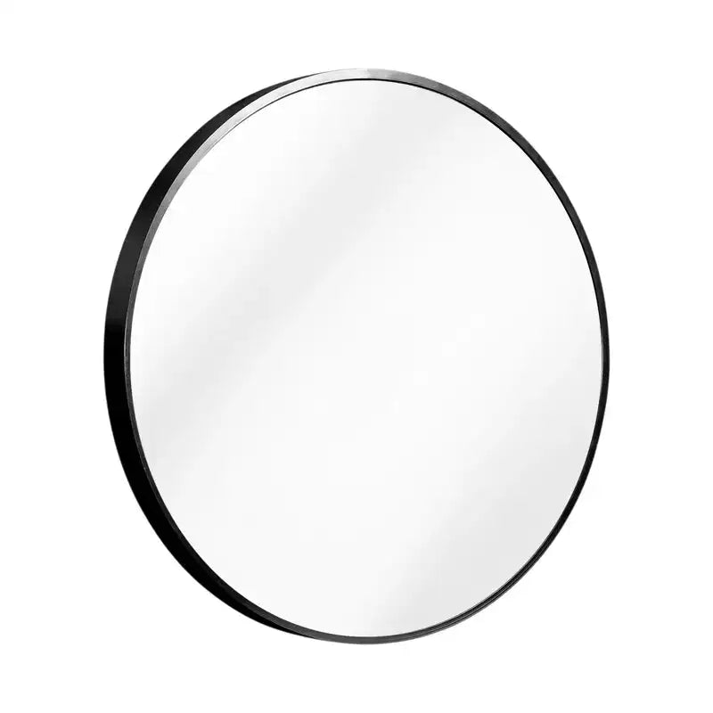 HomeRoots 27 Black Aluminum Round Framed Accent Mirror