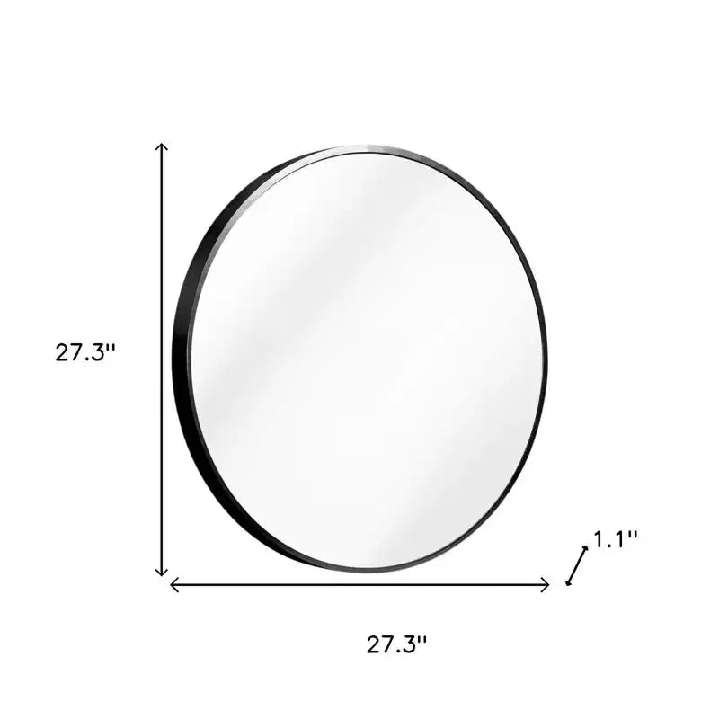 HomeRoots 27 Black Aluminum Round Framed Accent Mirror