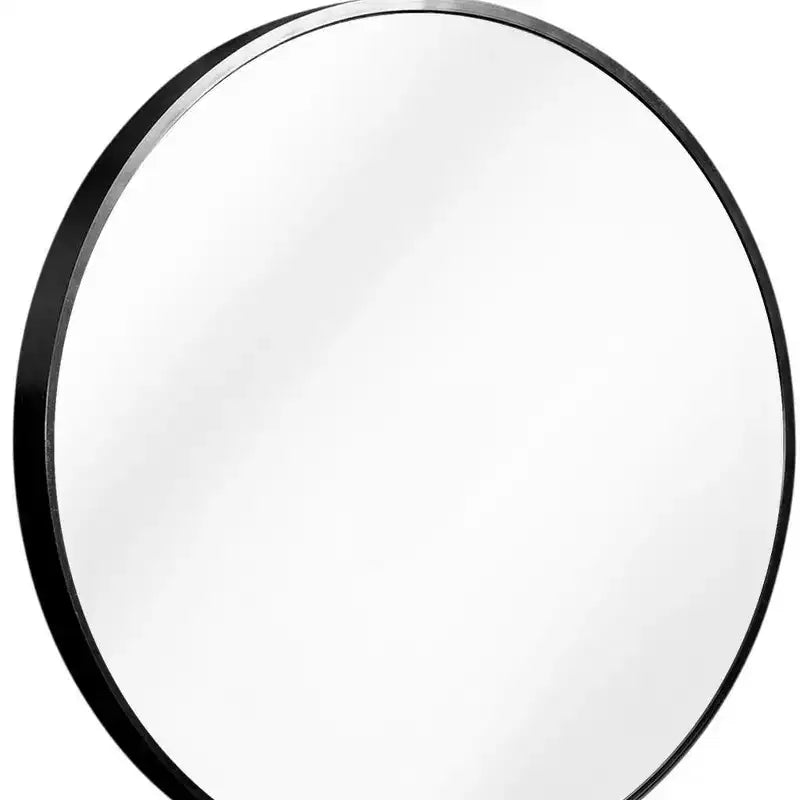 HomeRoots 27 Black Aluminum Round Framed Accent Mirror