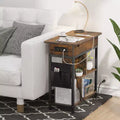 3 Tier Bedside Table Charging Station Flip Top Side Table for Living Room Bedroom