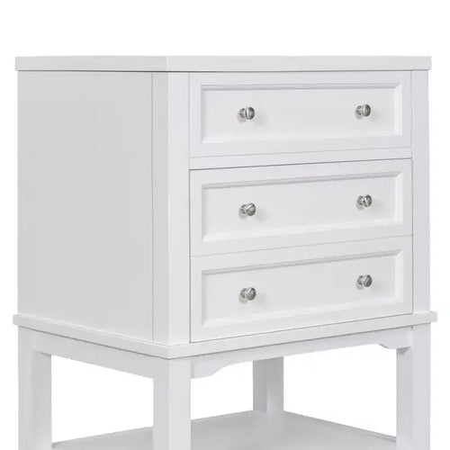MAYEERTY 24 Bathroom Vanity without Sink Solid Wood Frame Storage Drawer Open Shelf White