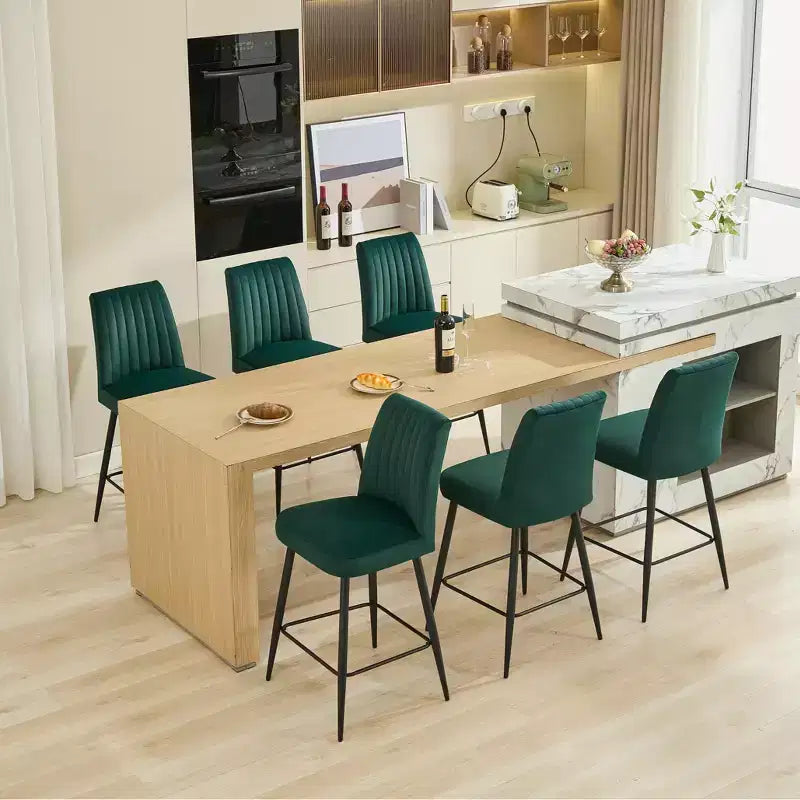 Okak Bar Stools Set of 2, Adjustable Iron Base Bar Chairs with Simple Velvet Upholstery, Vesratile Seating for Bar Counter, Kitchen