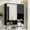 MAYEERTY 28.74 Modern Wall Mounted Bathroom Medicine Cabinet, Bathroom Wall Storage Cabinet with Mirror Towels Bar Black